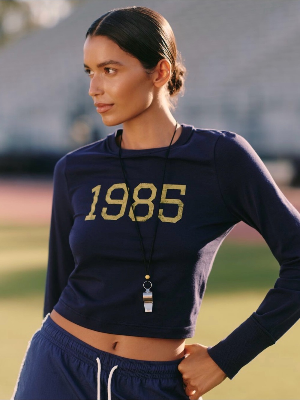 NWT Aeropostale Navy Crop Top with Gold "1985" Graphic